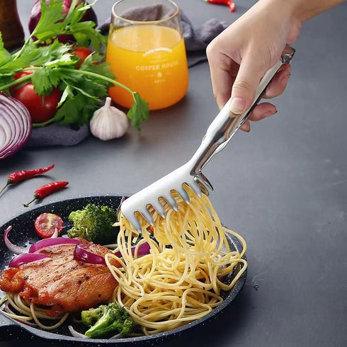 2 Pieces Spaghetti Spoon Set, Pasta Fork, Pasta Spoon, Spaghetti Sever, Pasta Tongs, Durable Stainless Steel Pasta Server and Tongs, Heat Resistan...