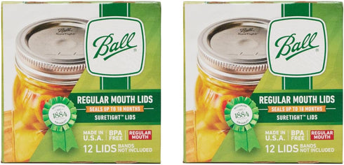 Ball Regular Mouth Mason Glass Jar Lids (24-Count), Silver...