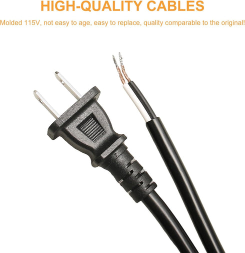 Replacement Power Cord 8FT 16/2 Power Tool Cord Supply Cable for AC Appliance for Drills, Sanders, Chop Saws, Grinders, Vacuums, Miter Saws, Appli...