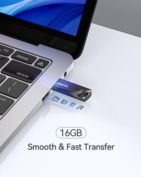 16GB USB Flash Drives 5 Pack Waterproof Metal USB Memory Stick Slim USB 2.0 Flash Drive, Portable Pen Drive Thumb Drive with Keychain Hole Jump Dr...