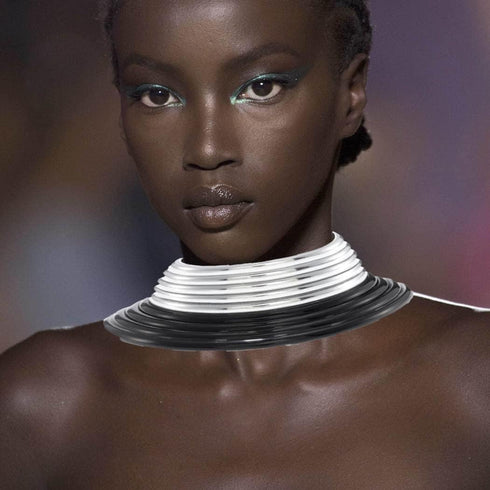 African Collar Necklace Gold Gothic Leather Chunky Chokers Bib Punk National Tribal Statement Necklaces Party Costume Jewelry Accessories for Wome...