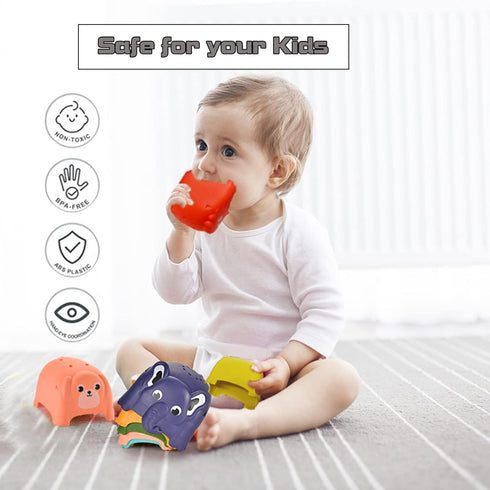 Animal Stacking Cups Bath Toys for Toddlers, 8PCS Nesting Cups Set for Boys & Girls 1-3, Montessori Toys for Toddlers 6-12 Months Play for Indoor/...