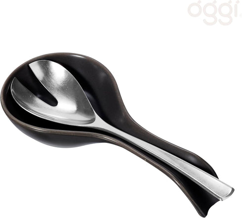 OGGI Ceramic Spoon Rest- Spoon Rest for Stove Top, Spoon Holder for Countertop, Kitchen Decor for Counter, Coffee Bar Accessories, Black...