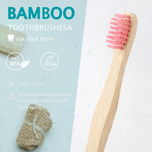 24 Pcs Kids Bamboo Toothbrushes Soft Bristles BPA Free Wood Toothbrush Bulk Colorful Wooden Handles Children's Toothbrush for Toddler Home Travel ...