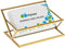Hipiwe Glass Business Card Holder for Desk, Golden Metal Frame Business Card Display Stand for Office Reception Exhibition Meeting Desktop Organiz...