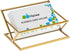 Hipiwe Glass Business Card Holder for Desk, Golden Metal Frame Business Card Display Stand for Office Reception Exhibition Meeting Desktop Organiz...