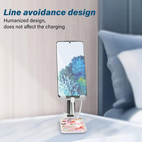 Foldable Phone Stand for Desk, Adjustable Angle of View, Suitable for iPhone, Samsung and Other Smart Phones, Pink Flowers...