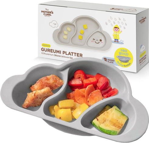 Mother's Corn Suction Plate for Baby | Divided Food-Grade 100% Silicone Feeding Bowls and Dishes for Kids, Infants & Toddlers - BPA-Free, Microwav...