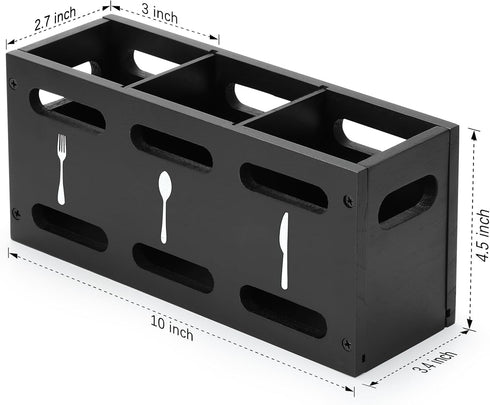 3 Compartment Flatware Caddy, Cutlery Utensil Holder, Organizer Caddy Box For Cooking, Silverware, Flatware, Sauce Spoon, Tongs, and More, Grey Wa...