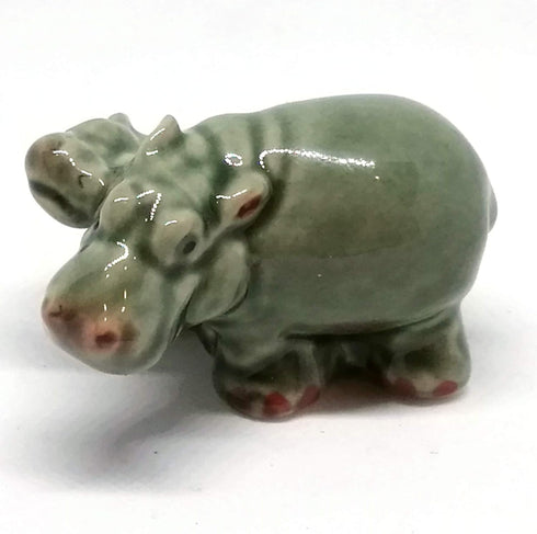 ZOOCRAFT Ceramic Hippo Figurine Mom and Baby Hand Painted Porcelain Terrarium Garden Decor Collectibles...