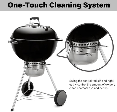 "GARNETIN 22.5-Inch One-Touch Cleaning System Kit - 7444 Replacement Parts for Weber Charcoal Grills. Silver Grill Accessories for Weber Kettle Gr...