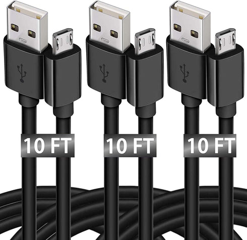 MATEIN Micro USB Cable, 10 FT 3 Pack Extra Long Sturdy Android Charger Cable, Fast PS4 Charging Cable Cord for PS4 Controller, Android, Samsung Ga...