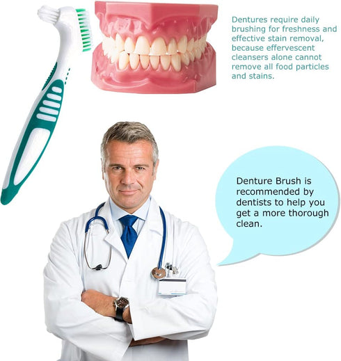 Premium Hygiene Denture Cleaning Brush Set, Multi-Layered Bristles & Ergonomic Rubber Handle, for Denture Care(Purple & Green)...