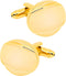 14K Gold Plated Oval Cufflinks for Men Lady In Gift Case Hand Polished Men's Cufflinks Jewelry Set for Wedding Party Anniversary Business Events T...