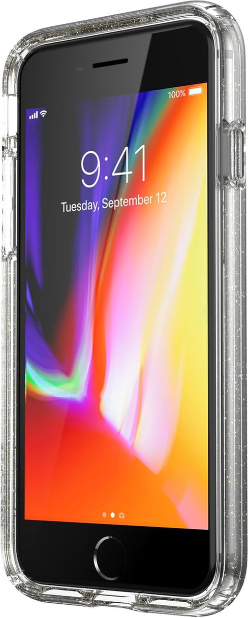 Speck Products Presidio Perfect-Clear with Glitter iPhone SE (2022)| iPhone SE (2020)| iPhone 8| iPhone 7 Case, Clear with Gold Glitter...