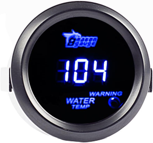 2" 52mm Black Car Auto Digital Blue LED Light Water Temp Fahrenheit F LED Gauge...