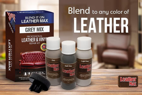 Leather Max Grey Mix Vinyl and Leather Repair Kit - Restorer of Your Furniture, Jacket, Sofa, Boat or Car Seat, Easy Instructions to Match Any Gre...