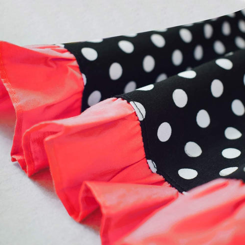 Black Sexy Polka Dot Ruffle Side Cotton Kitchen Cooking Waist Waitress Server Half Aprons with Pocket Women Girl...