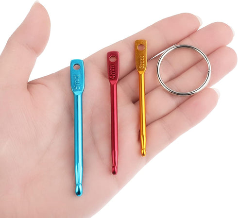 WLLHYF 6 Pcs Crochet Hook Keychain 3/4/5mm Portable Crochet Keychains Kit Mini Creative Keychains Zinc Alloy Key Chain DIY Crafts Knitting Needle ...