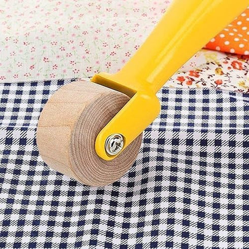 1Pc Yellow Mini Quilting Press Roll, Seam Roller Wallpaper Roller Pressing Wheel,Sewing Pressing Wheel,Seam Roller Sewing Notion Handmade Toolwood...
