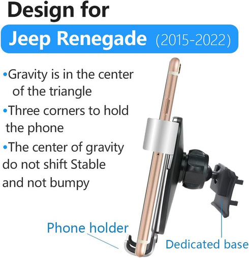 LUNQIN Car Phone Holder for Jeep Renegade 2015 2016 2017 2018 2019 2020 2021 2022 2023 Auto Interior Accessories Best Cell Phones Mount Cellphone ...