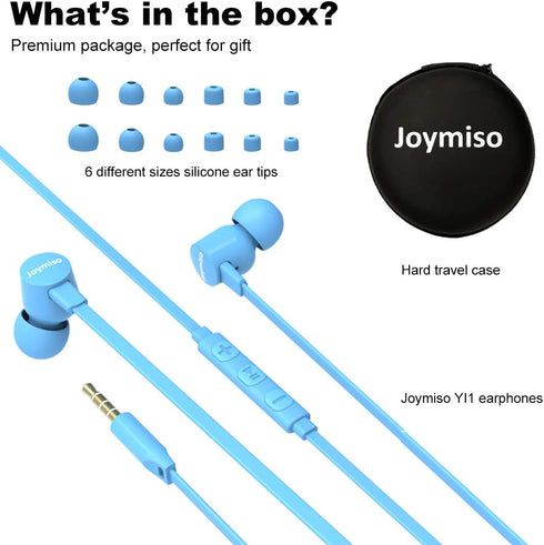 Joymiso Tangle Free Earbuds for Kids Women Small Ears with Case, Comfortable Lightweight in Ear Headphones, Flat Cable Ear Buds Wired Earphones wi...