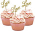LOVE Cupcake Toppers, Glitter Dessert Food Cake Picks for Baby Shower Wedding Engagement Bridal Birthday Party Supplies (20PCS Golden)...