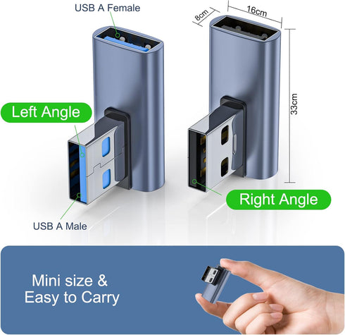 4 Pack USB 3.1 90 Degree Adapter,?2*Left Angle?&?2*Right Angle? USB A Male to Female Adapter for PC, Laptop, USB A Car Charger, Power Bank and Mos...