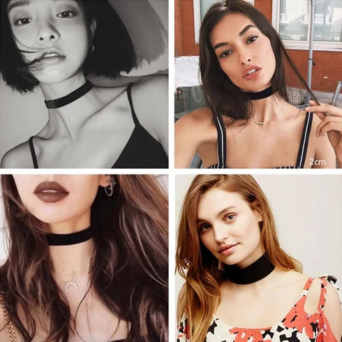 Black Choker Necklace for Women 1cm-3cm Wide Black Velvet Choker Necklaces Leather Lace Chocker Tattoo Choker Collar Necklace 90s Choker Necklace ...