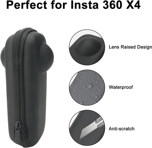 HUAYUWA Portable Travel Carrying Case Storage Bag Compatible for Insta360 X4 Action Camera Waterproof Mini Protective Case Hard PU Shell Box Acces...