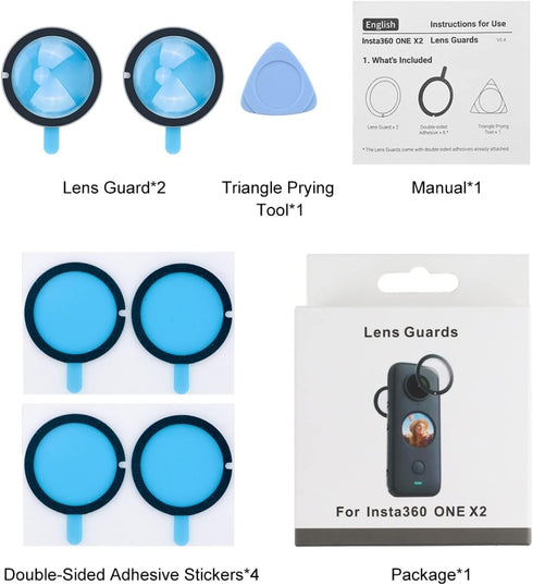 Puluz Compatible for Insta360 One X2 Sticky Lens Guards PC Protective Cover Cap for Insta 360 One X2 Waterproof 360 Action Camera Accessories...