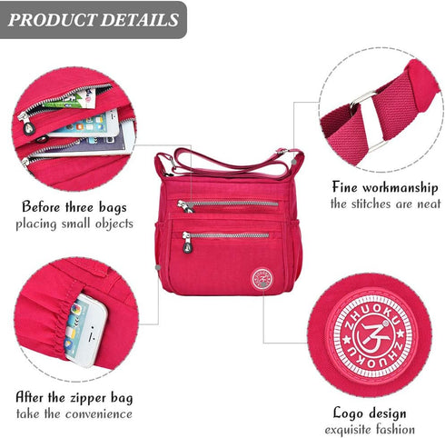 Casual Multi Pocket Nylon Messenger Bag Light Weight Canvas Crossbody Shoulder Waterproof Ladies Travel Handbag...