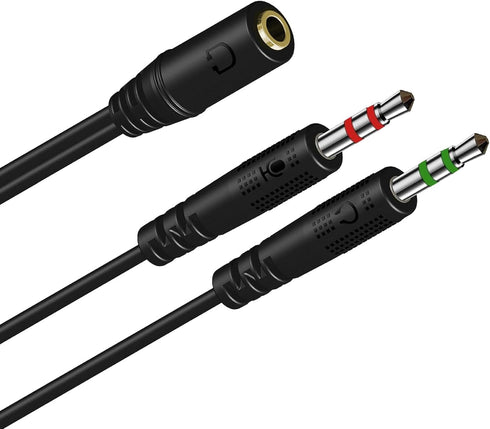 Headphone Splitter, 3.5mm Female to 2 3.5mm Male Audio Splitter Cable for Aux Microphone Mics Stereo Jack Earphones Port Cord Earbuds Gaming Heads...