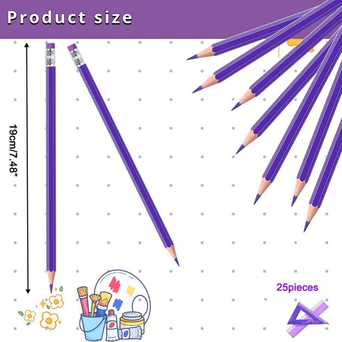 25pcs Checking Pencils advertising pencil Erasable Pencils Pre-Sharpened #2 HB with Eraser including a Free sharpener (Purple)...