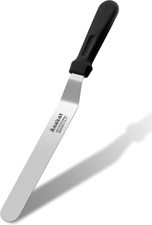 Anaeat Icing Spatula, Professional Cake Angled Offset Spatula with 10" Stainless Steel Blade - Thickened Frosting Knife with Durable Plastic Handl...