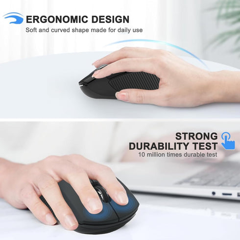 E-YOOSO Bluetooth Mouse, Wireless Mouse Bluetooth for Laptop 2-in-1(BT 5.0/4.0+2.4Ghz) Computer Mouse, Portable PC Mouse Wireless with USB Receive...