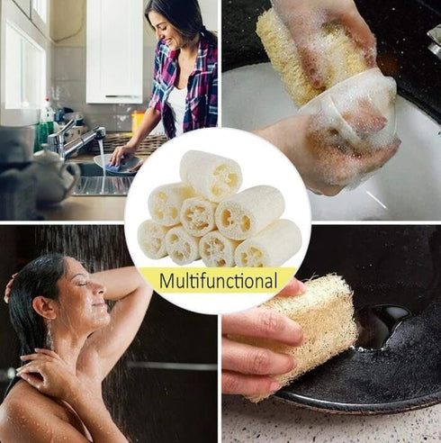 4 Count 4" Loofah Exfoliating Body Scrubber, Natural Real Egyptian Shower Loofah Sponge Body Scrubber for Women and Men, for Body and Face That Wi...