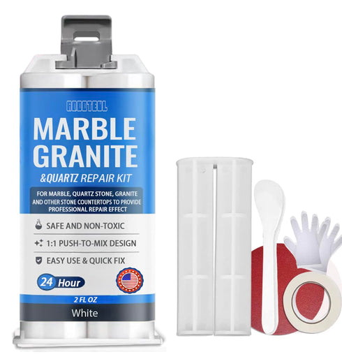 Quartz Countertop Chip Repair Kit - White Granite & Marble Repair Kit, Suitable for Granite, Marble, Quartz Stone, and Other Stone Surface Crack Q...