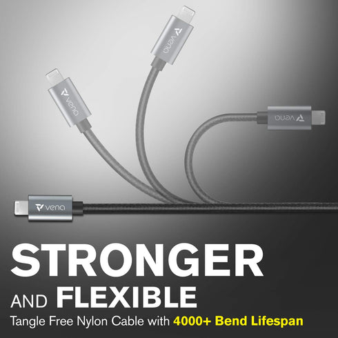 FosPower Vena USB C to Lightning Cable - 10FT, (Apple MFI Certified) 18W Fast Charge Nylon Braided Apple Charger Compatible with iPhone 14/13/12/1...
