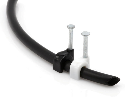 THE CIMPLE CO - Single Coaxial Cable Clips, Cat6, Electrical Wire Cable Clip, 1/4 in (6 mm) Nail Clip and Fastener, White (100 Pieces per Bag)...