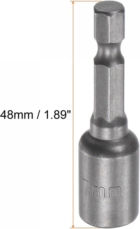uxcell Quick-Change Nut Driver Bit, 1/4" Hex Shank 7mm Magnetic Nut Setter Drill Bits, 1.89" Length, Metric...