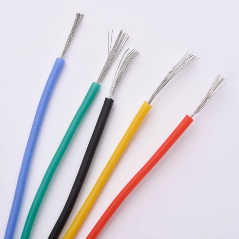 28 AWG Stranded Electrical Wire 28 Gauge Tinned Copper Wires Flexible Silicone Electric Hookup Wire Kit OD:1.2mm, 5 Colors 32.8ft/10m Each, DIY/Au...