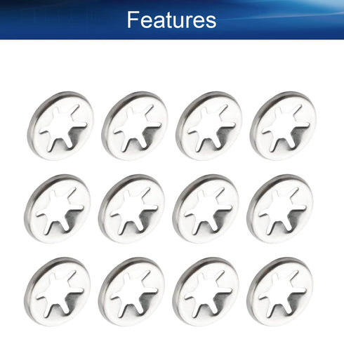 Bettomshin 100Pcs M6 x 15mm Internal Tooth Starlock Washers, 304 Stainless Steel Bearing Clamp Push On Speed Clips Fasteners, Quick Speed Locking ...