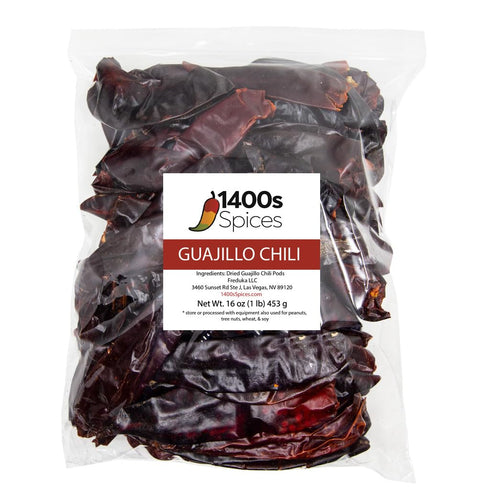 1lb Guajillo Stemless Chile Food Service Size, Whole Dried Red Chile Seco Mexican Peppers, Chiles Descolados, Versatile Mexican Ingredients for Me...