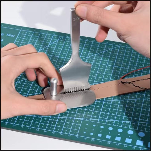 Leather Sewing Aid Tool, Constructed from Durable Stainless Steel, Serves as a Guide for Precise Punching, Equivalent to a Diamond Lace Chisel or ...