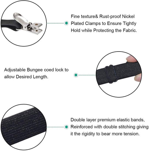 4Pcs Adjustable Bed Sheet Straps Clips, Elastic Mattress Sheet Fasteners Holder and Suspenders, Grippers to Hold Sheet, Mattress, Sofa, Couch, Tab...
