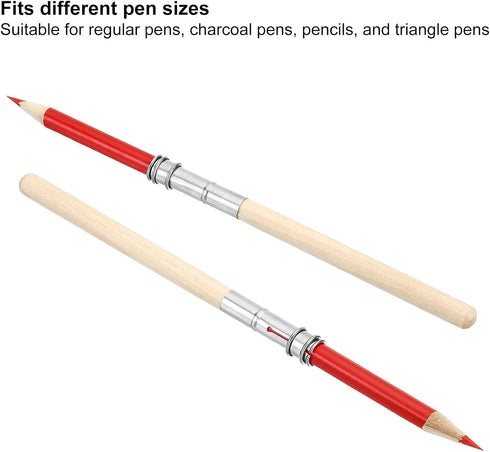 PATIKIL Pencil Extenders, 5 Pack Wooden Handle Art Adjustable Pencil Holder Extender for Artists Drawing Shading, Wood Color...