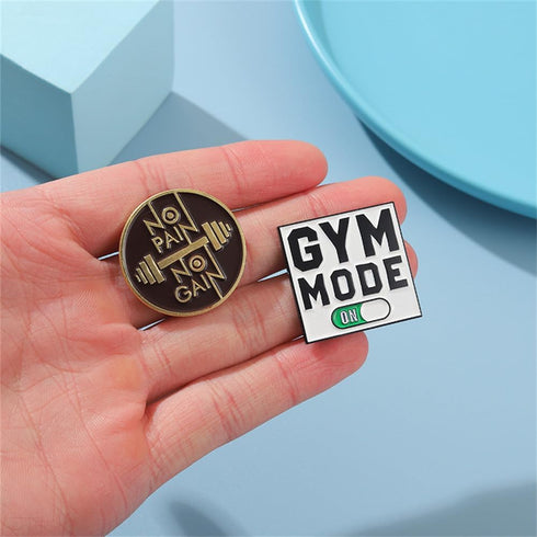 Motivational Enamel Lapel Pin Gym Mode Quotes Words Pin Inspirational Pin Sports No Pain No Gain Positive Saying Brooch for Clothing Bags Denim La...
