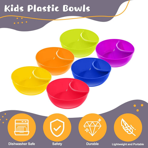 Weewooday Snack and Dip Bowls, Chips Serving Bowls Anti Soggy Divided Bowl plastic Stackable Dish Microwave and Dishwasher Safe Container for Chip...