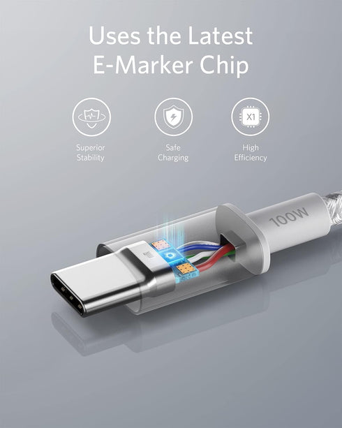 Anker 6ft USB C to C Cable (100W, 2-Pack), Type C Charger Fast Charging for MacBook Pro, iPad Air, Samsung Galaxy, Pixel, Switch, LG, and More (Si...